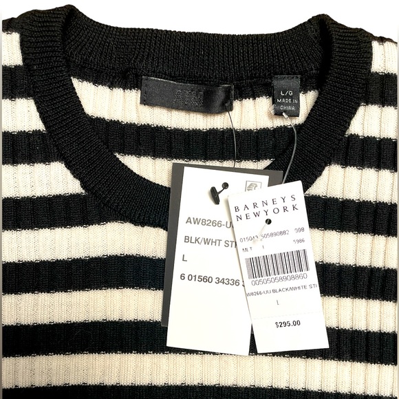 ATM Anthony Thomas Melillo Striped Wool Ribbed Crewneck Sweater - size large - Picture 2 of 7